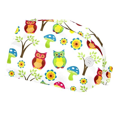 Casquette de travail ajustables VERED calot médical motifs hiboux mixte