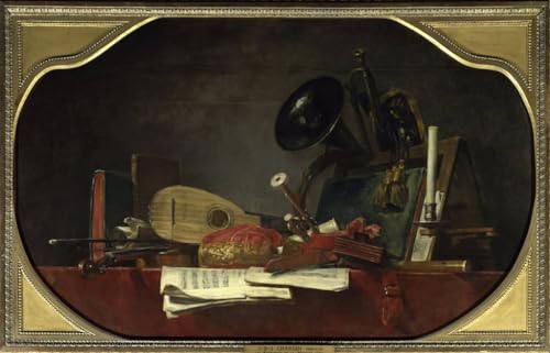 Poster attributs de la musique nature morte violon trompette toile 50x70