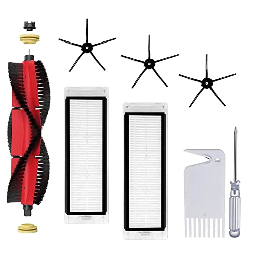 ANBOO Lot de 8 accessoires pour Xiaomi Roborock S5 Max, S6 Pure, S6 MaxV, comprend 1 brosse principale, 3 brosses latérales, 2 filtres Hepa 2 outils Cover