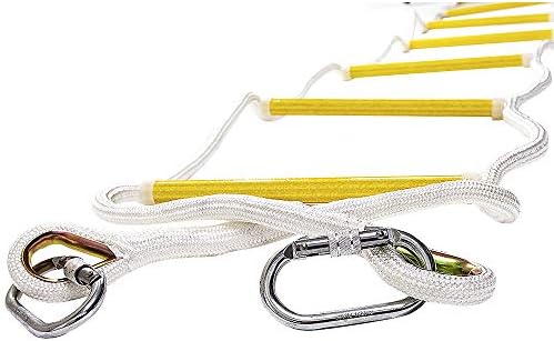 Emergency Escape Rope Ladder 8ft | Fire Rescue Extension Ladder | Weather Resistant with Spring Hooks | Fast to Deploy & Easy to Use - Compact & Lightweight