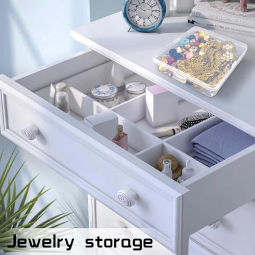 Image of DUOFIRE Small Plastic Box Organizer Box Small Plastic Storage containers Small Plastic case for Storage Beads, Jewelry and Small Items Square(5.2 x 5.2 x 1.3inch) 4 Pack