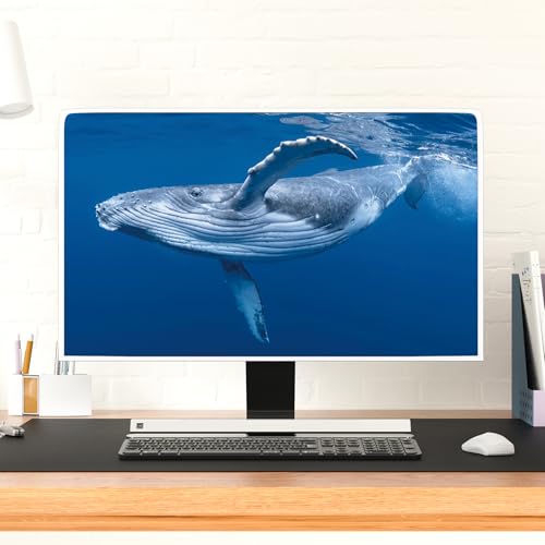Image of Whale Waterproof Screen TV Cover 58,59,60 Inch Waterproof Marine Animals TVs Screen Covers Oceanic Themed Anti-Static Dustproof Protective Cover for Desktop TVs Hanging TV LED LCD OLED