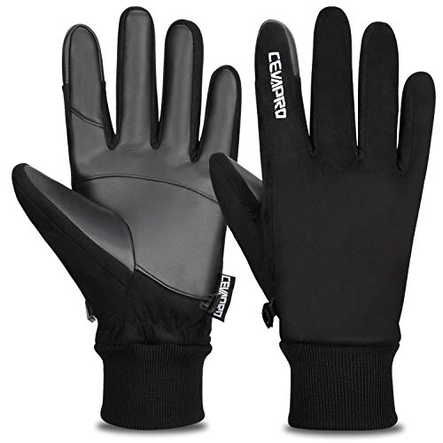 Cevapro Handschuhe Herren Winterhandschuhe Damen Skihandschuhe Touchscreen Handschuhe wasserdichte rutschfeste Handschuhe bis zu -20? zum Wintersport wie Skifahren Radfahren Laufen (Medium, Schwarz)