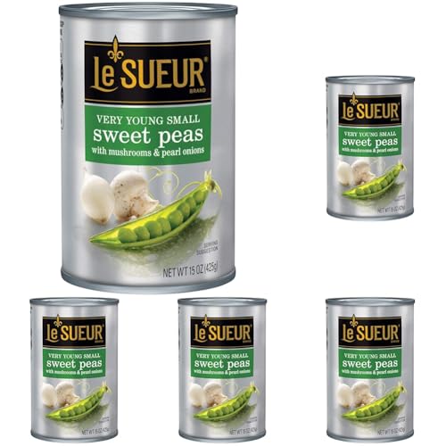 Le Sueur Very Young Small Sweet Peas with Mushrooms & Pearl Onions, 15 oz (Pack of 5)