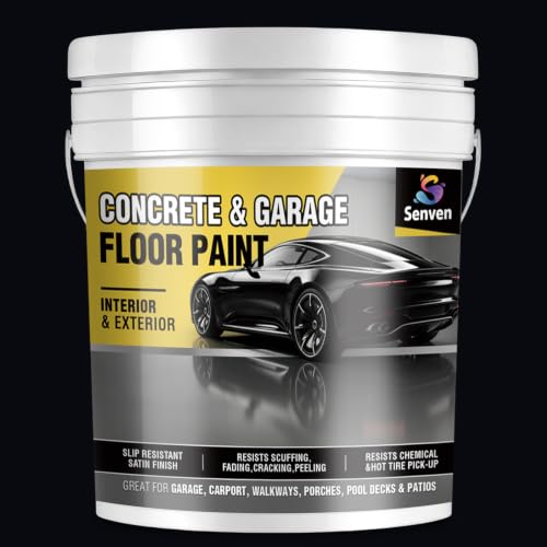 Pintura para Pisos SENVEN Concrete & Garage Floor Paint Negro 5 Galones, Cubierta para Pisos de Concreto Interior y Exterior, Acabado Satinado miniatura 1