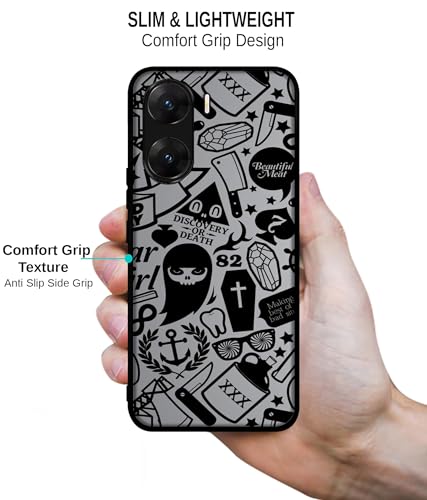 Image of Discover Or Death Design Premium 2D Printed Metal Back Case Cover for Vivo V29E 5G