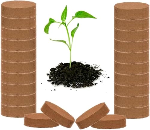 Image of Cocopeat Discs for Plants (50 Discs) | Natural Coco Coir Potting Soil | Suitable for Seeds, Herbs & Flowers