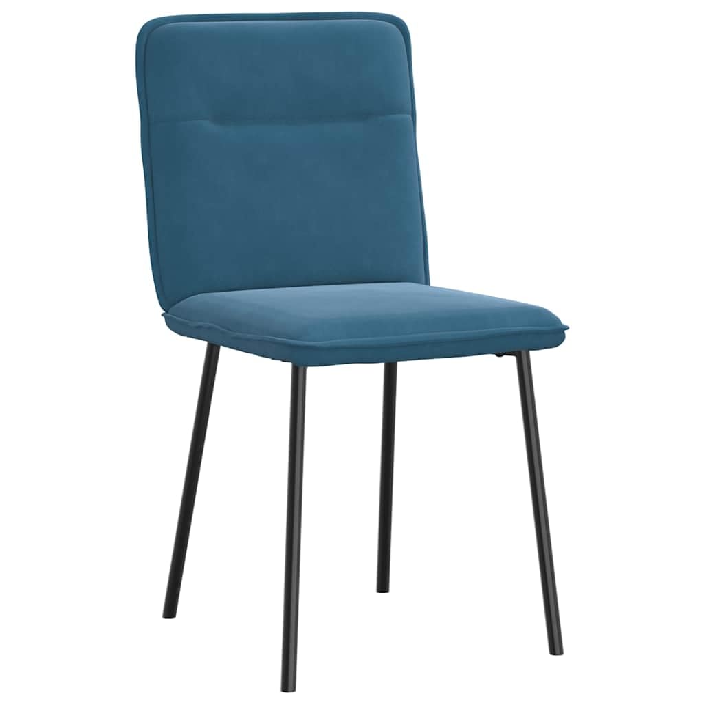 Set di 2 sedie da sala da pranzo, rivestimento in velluto blu, gambe in metallo, 45 x 54 x 83 cm, sedia da cucina moderna, comoda imbottitura per sala da pranzo, soggiorno, camera degli