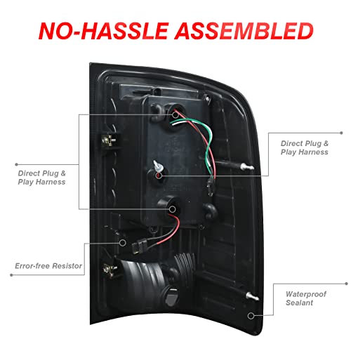 Kkoneauto Tail Lights Compatible With 2007-2013 Gmc Sierra 1500, 2007-2014 Gmc Sierra 2500Hd/3500Hd Pickup, C-Tube Led Signal Tail Lights Brake Lamps Assembly, 1Pair Left + Right #TOP5