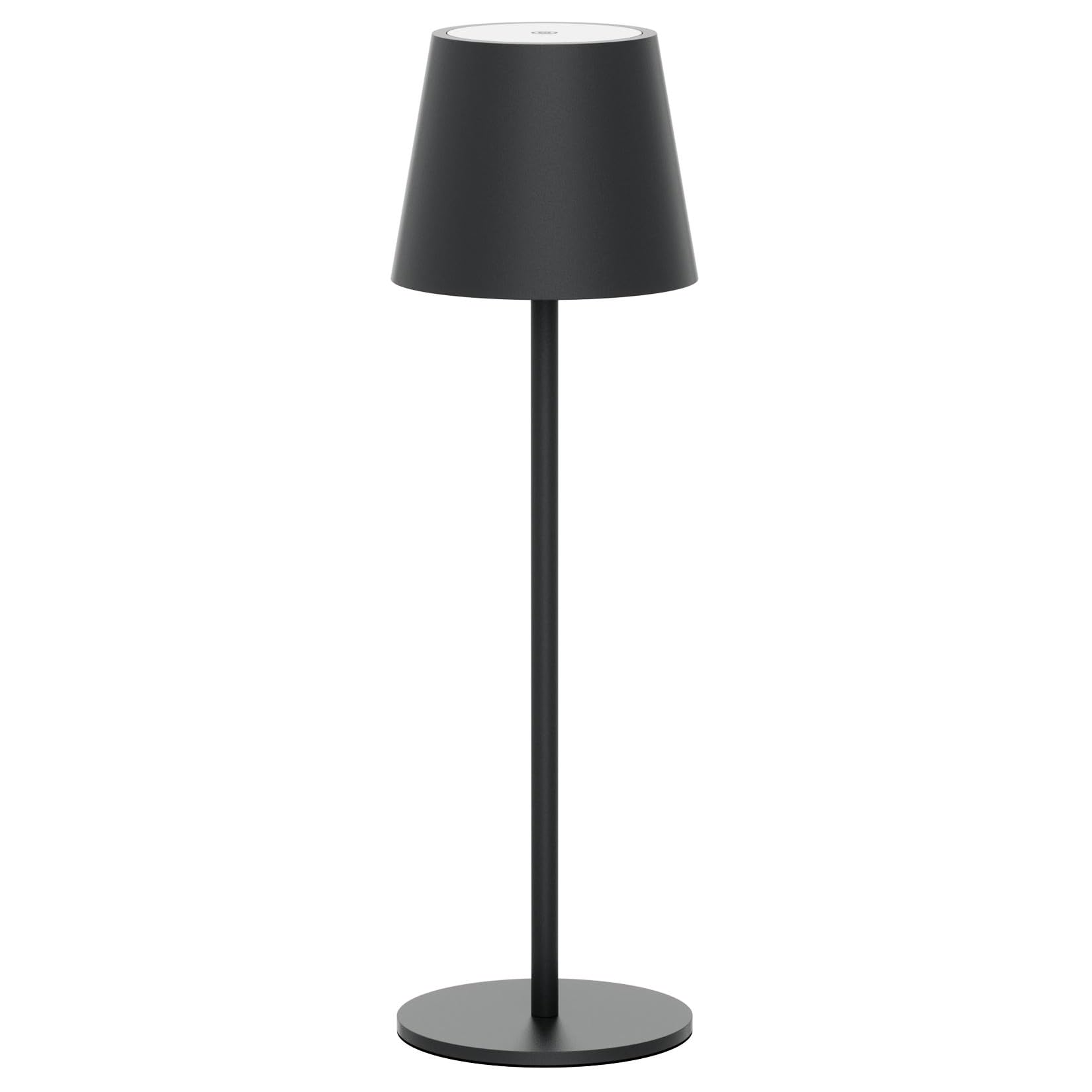 Klighten LED Dimmerabile Antracite Lampada da Scrivania senza fili, Ricaricabile Interni/Esterni Lampada da tavolo a batteria con USB-C, Luce calda 3000K, Alluminio, Impermeabile IP54