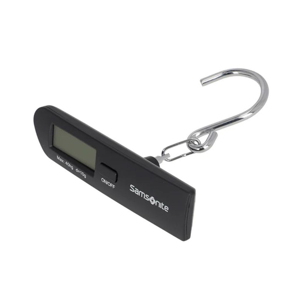 Samsonite Global TA – Báscula Digital para Equipaje con Gancho, Pantalla LCD Precisa, Compacta y Portátil, Báscula Digital para Equipaje para Maletas y Bolsas de Viaje, Negro