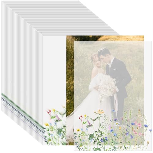 Papel vitela de flores silvestres premium translúcido para cubiertas de tarjetas de gala 5x7