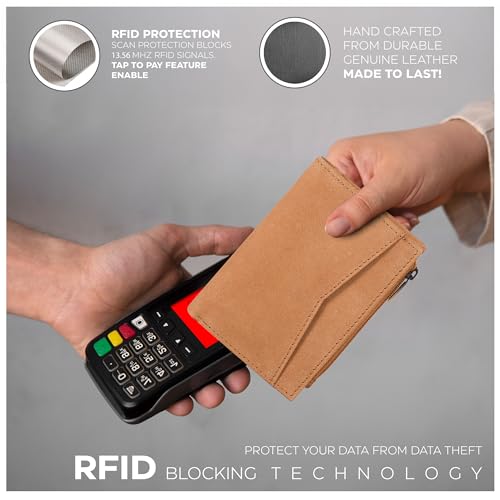 Image of Oak Leathers Leather Wallet For Women - Small RFID Coin Purse Credit Card & ID Holder for Ladies, Gift for Women's, Bifold Wallets (Crazy Horse Cognac)