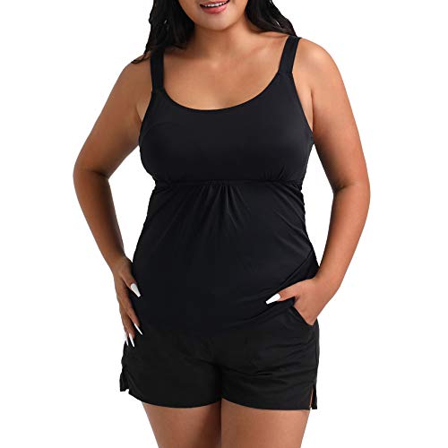 Women Plus Size Tankini Swimsuits Two Piece Womens Bathing Suits Tummy Control Swimwear Top with Boyshort