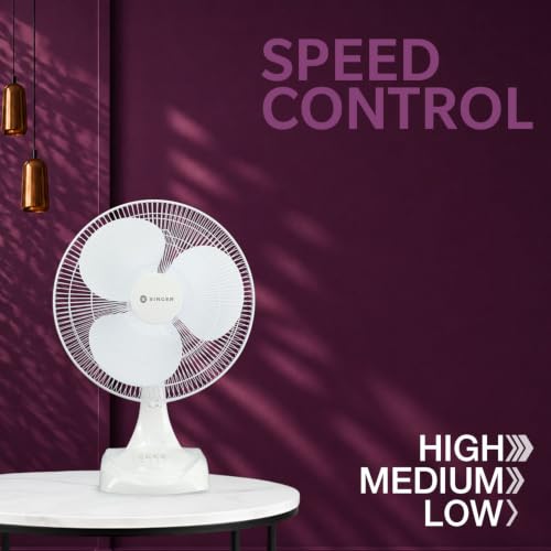 Image of SINGER Brissa 12 High Speed Table Fan 115W | 100% Copper Motor | 2100 RPM | 100 CMM Air Delivery | 3 Speed Control | Silent Operation | Adjustable Height | 2 Years Warranty | ISI Certified