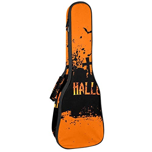 Housse ukulélé concert rembourrée 10mm avec motif chauve-souris orange