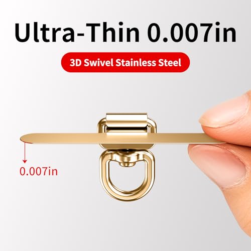 Image of saxsion Phone Tether Tab & Lanyard Tab, 360 Swivel Clip - Ultra Thin Stainless Steel Universal Patch for All Phone Cases