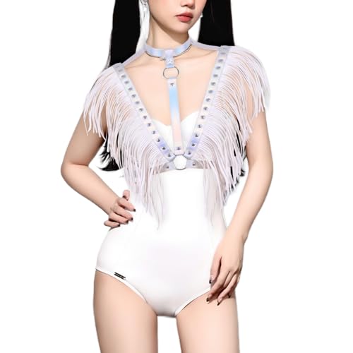 Women's Fashionable Sexy Adjustable Faux Leather Fringe Belt - Trendy Fringed shawl for Outerwear and Binding Style