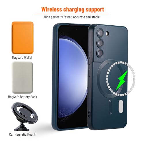 Image of Magnetic Case for Samsung Galaxy S22 Plus, Soft Silicone Slim Fit Anti-Scratch Case with Camera Protection, Compatible with MagSafe, Green