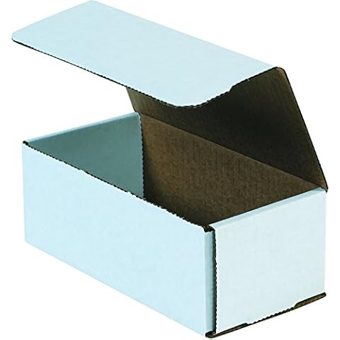 Boxes Fast BFM843 Corrugated Cardboard Mailers, 8 x 4 x 3 Inches, Tuck Top One-Piece, Die-Cut Shipping Cartons, Medium White Mailing Boxes (Pack of 50) Cover