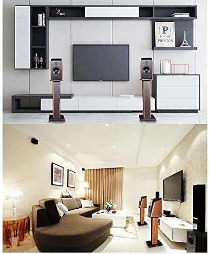 Bimiti Wood Grain Speaker Stands 36 Inch Universal Floor Speaker Stand Pair Heavy Duty Hollowed Stands For Home Theater Speakers With Sand Filling Tuning Function - Pair #TOP5
