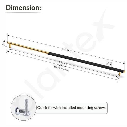 Image of Plantex Stainless Steel & Aluminium Cabinet Handle /600mm Wardrobe Door Handle /Cupboard Pull-Push Handles for Home /Office - Pack of 1 (Black & Gold)