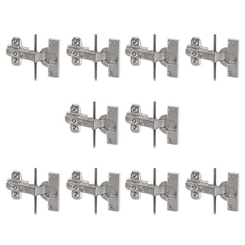 Image of Hettich Slide On 16K Soft Close Cabinet Hinge with Mounting Plate, 4 Hole Inset Door, Nickel Plated, 95 Opening for 14-25mm Panels, Pack of 5 (10 Hinges)