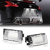 LED License Plate Light For Nissan 350Z 370Z GT-R Versa Cube Leaf & Infiniti G25 G35 G37 Q40 Q60 Tag Lamp Assembly, 6000K White 2PCS
