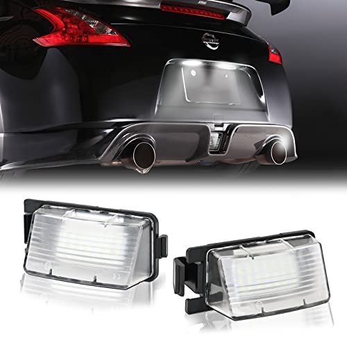 LED License Plate Light For Nissan 350Z 370Z GT-R Versa Cube Leaf & Infiniti G25 G35 G37 Q40 Q60 Tag Lamp Assembly, 6000K White 2PCS