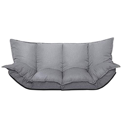 JERRY & MAGGIE - Lazy Sofa Futons Sets Adjustable Sofa TV Floor Couch Folding Sofa Bed Entertainment | Dark Grey