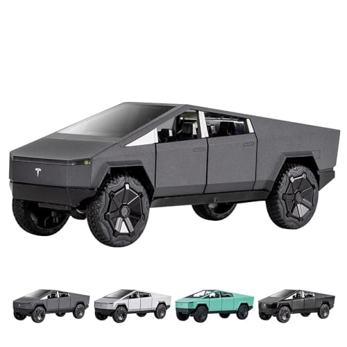 Image of 1:24 Scale Tesla Cybertruck Model Car with Box, Zinc Alloy Pull Back Toy car with Sound and Light for Kids Boy Girl Gift [Colors as Per Stock]