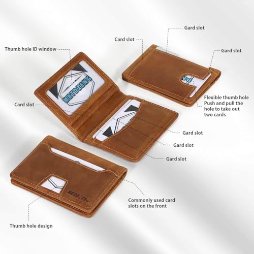 Men's Slim Wallet, Genuine Leather Wallet for Men, RFID Blocking Credit Card Holder for Men, Minimalist Credit Card Wallet (brown)3