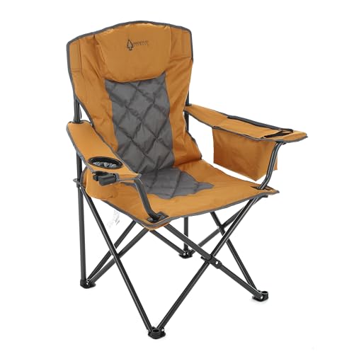 ARROWHEAD OUTDOOR Deluxe Folding Camp Chair, Integrated Cooler, Headrest