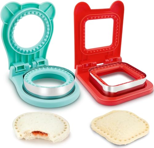 SDwfxd 2 Piezas Cortadoras y Selladoras De Sandwiches, Cortador Sándwich Sellador Moldes, para DIY Sandwiches, Tostadas, Galletas y Bento