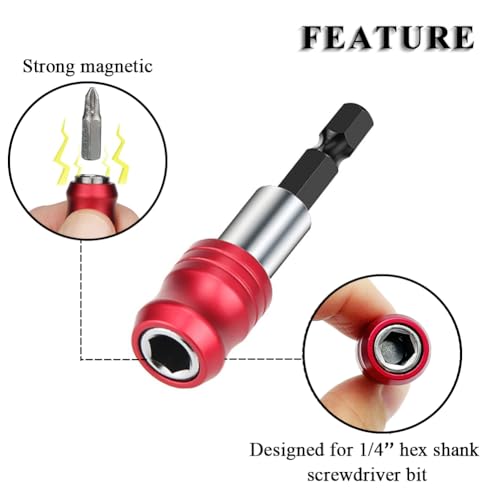 Teocpai 3Pcs Drill Bit Extension 1/4\'\' Hex Shank Magnetic Screwdriver Bit Holder 2 Inch Quick Release Drill Bit Extension Bar Socket Chuck Adapter for Screws, Driver, Drill