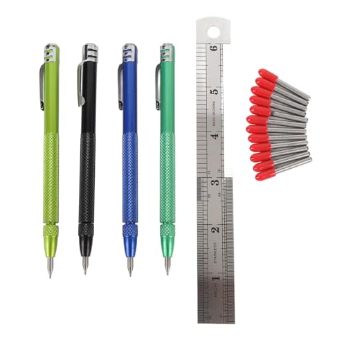 4 rotuladores magnéticos con regla de escala métrica y pulgadas, herramienta de marcado de carburo de tungsteno para azulejos de cerámica, vidrio, mármol, piedra y metal