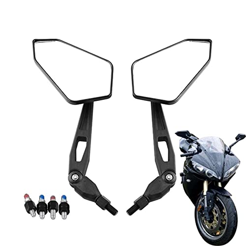 Mellows®広角バイクミラー　マットブラックタイプ　左右セット１０ｍｍ正ネジ バイクミラー スクエア M10 正ネジ 広角鏡 薄型 角形 マット