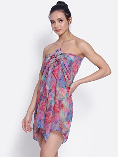 Image of EROTISSCH Women's Poly Georgette One-Piece Swimsuit Cover-Up Sarong, Made of 100% Polyester, Quick-Dry, Lightweight Beachwear for Girls with Adjustable Halter Neck, Suitable for Beach,Resort&Pool