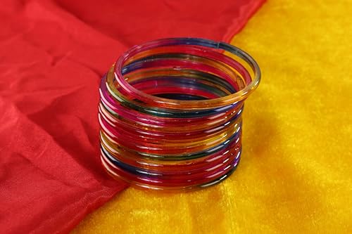 Image of STYOLLO Viral Jelly Transparent Plain Glass Chudi Set For Women & Girls | Traditional Bangle Set | Stylish Bangles For Girls | Ethnic Wedding, Festive & Daily Jewelry | Classic Designer Churi - Set Of 12