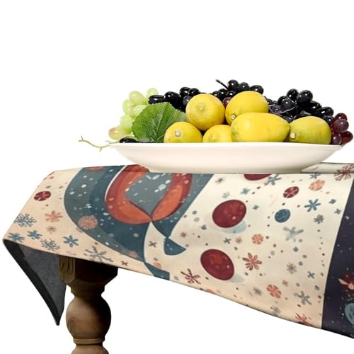 Nappe rectangulaire en tissu lavable avec imprimé patchwork bonhomme de neige - 6