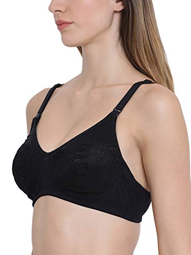 Image of Clovia Women's Cotton Non-Padded Non-Wired Maternity /Feeding Bra /Nursing Bra in Black