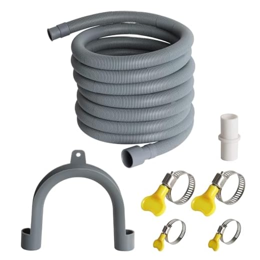Universal Washing Machine Drain Hose Extension Kit Includes 16FT Corrugated and Flexible Washing Machine Drain Hose Replacement, U-Bend Hose Holder, Extension Adapter and 4 Pieces Clamps (16)