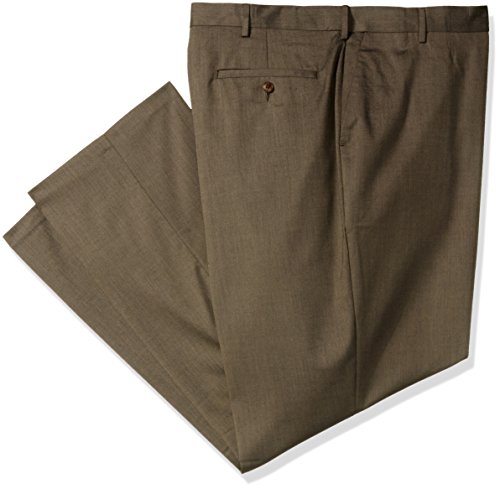 Haggar Men's Big and Tall Premium Stretch Solid Gabardine Expandable Waist Plain Front Dress Pant