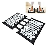 Akupressurmatte für Füße und Rücken, 2x33cm Akupunktur Matte Schwarz, Akkupressmatte Nagelmatte mit 110 Spitzen, Akupressur Fußmatte, Nagelmatte für Füße Acupressure, ins Büro oder auf Reisen