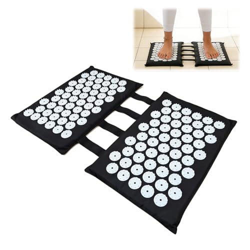 Tappetino per Agopressione per Piedi E Schiena, 2 X 33 Cm, per Massaggiare I Piedi E La Schiena, Tappetino per Agopuntura, con 110 Punte, Acupressure, Massaggio Relax, Casa, Ufficio O In Viaggio