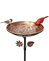 OUISJYER 13" Metal Bird Bath for Outside | Rust-Resistant Outdoor Birdbath Bowl with Stake | Adjustable Height Garden Bird Bath, Removable Bowl,Easy to Clean for Yard Lawn Decor