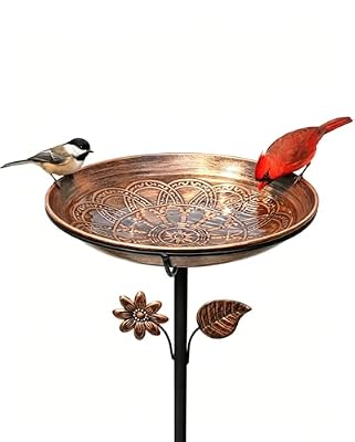 OUISJYER 13" Metal Bird Bath for Outside | Rust-Resistant Outdoor Birdbath Bowl with Stake | Adjustable Height Garden Bird Bath, Removable Bowl,Easy to Clean for Yard Lawn Decor