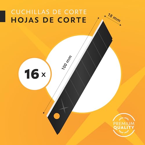 Miniatura 4 de Fixednow 3 Cuchillos De Corte Profesional De 18 Mm 16 Cuchillas De Repuesto Extra Afiladas De Acero Al Carbono Japonés Cuchillo Metálico Para Papel Pintado, Alfombras, Poliestireno Expandido