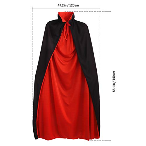 Halloween Vampire Costume: 1.4Meters Black and Red Cape Adult Vampire Capes Cloak for Men Women Cosplay Party Stage Performance Decoration - Image 3
