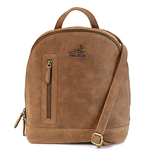 Fa.Volmer ® Mochila elegante para mujer, de piel, pequeña mochila, compartimento para tablet de...